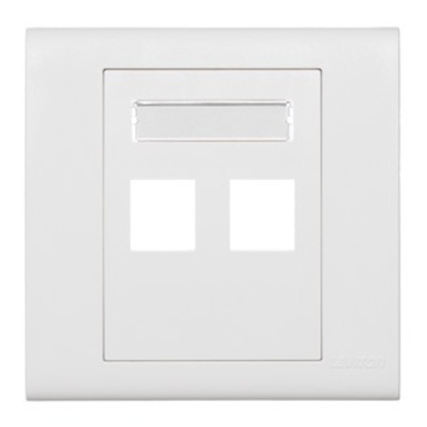 Leviton WALLPLATES W/PLT 2PORT ID 86MM WH BL186-P2W